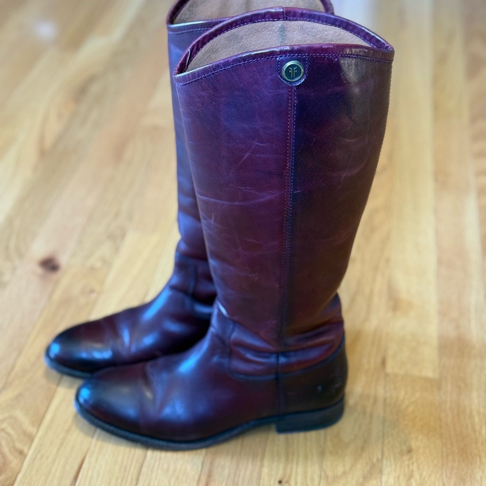 Frye Burgundy Leather Riding Boots